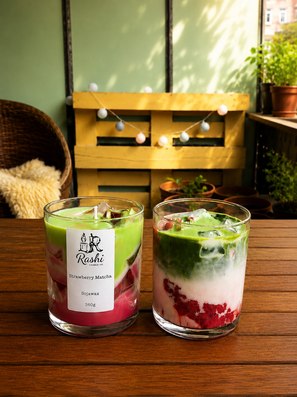Iced Strawberry Matcha Kerze